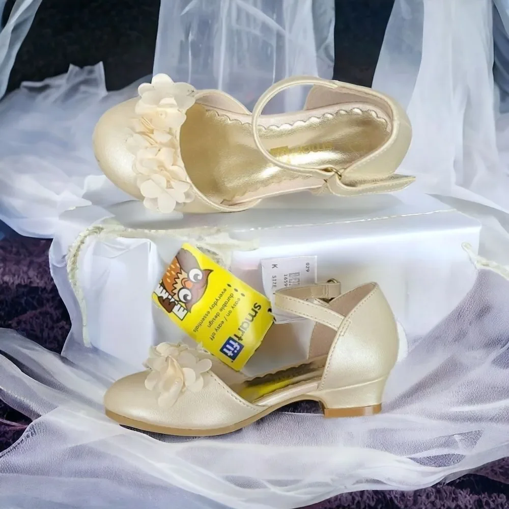 NWT SmartFit Toddler Girl Size 7 Beige Cici Flower Girl Heel Fancy Dress Shoes